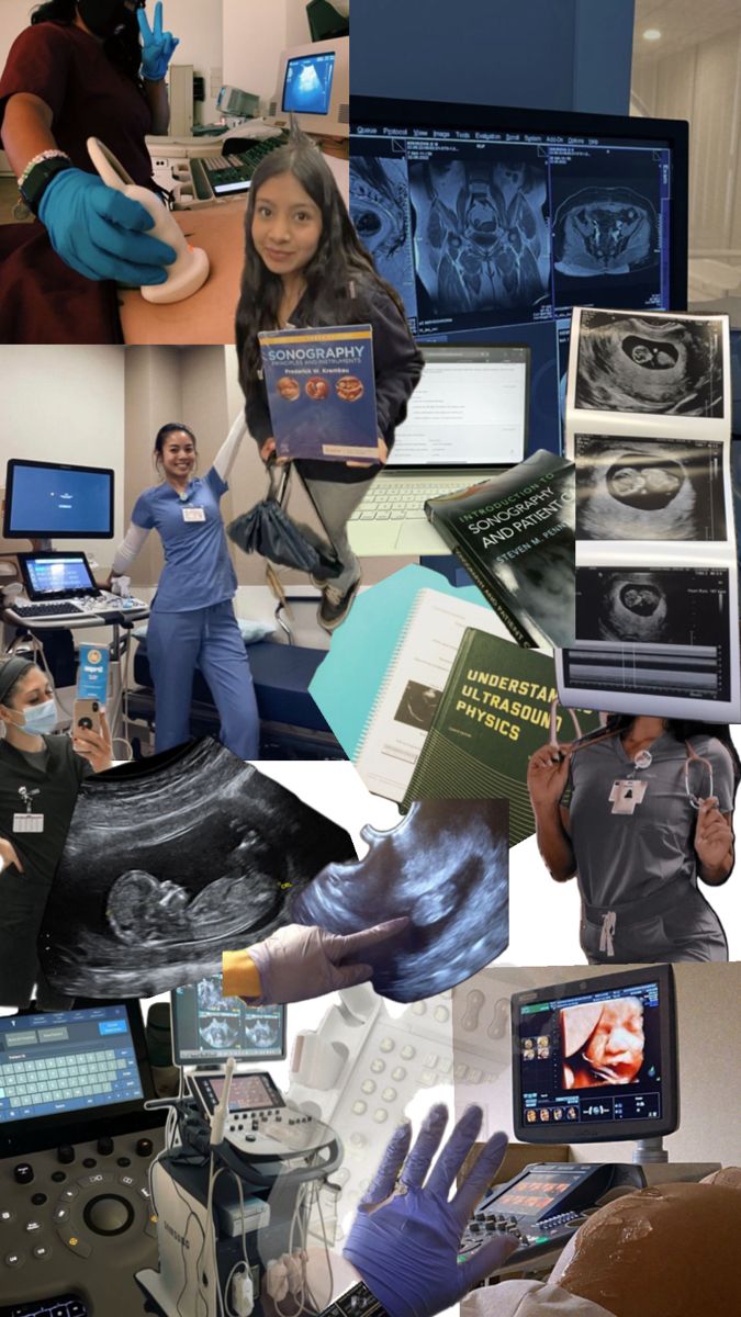 a collage of images with people in scrubs and medical equipment, including an x - ray