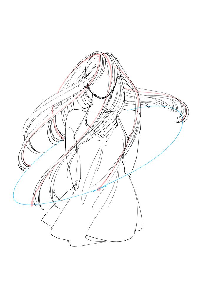 a drawing of a girl with long hair