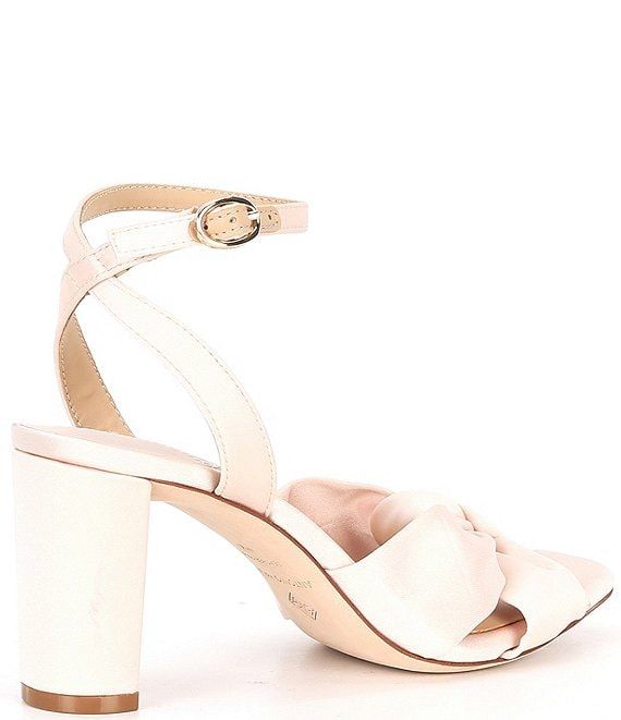 Antonio Melani Tess Satin Knotted Dress Sandals | Dillard's Chic Satin Sandals With Round Toe, Elegant Cream Heels For Summer, Spring Ankle Strap Sandals With Satin Bow, Chic Silk Heels For Spring, Feminine Evening Sandals With Bow, Chic Silk Heels, Chic Sandals With Satin Bow For Summer, Feminine Sandals For Spring Gala, Summer Sandals With Satin Bow Ankle Strap