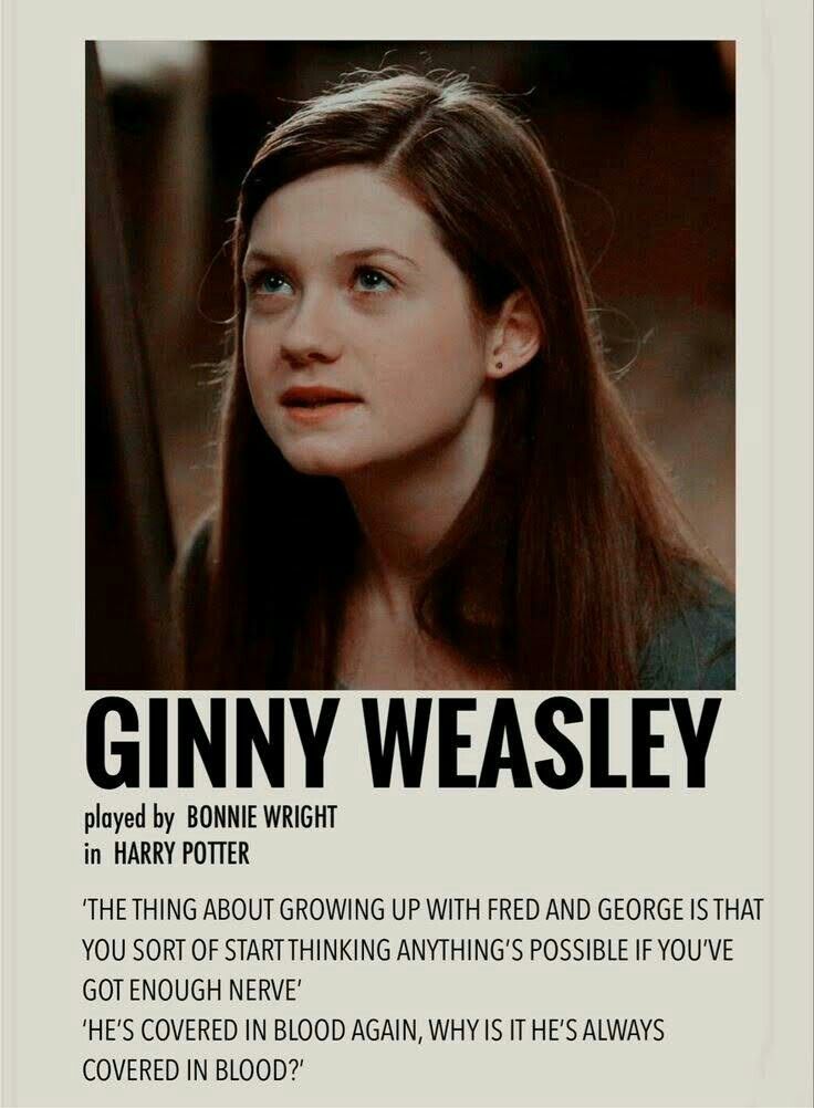 an ad for the movie ginny weasely featuring a woman with long brown hair