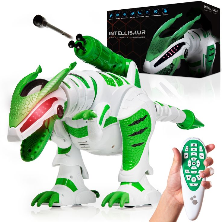 the remote control toy is being held up by a person's hand and has an image of a dinosaur on it