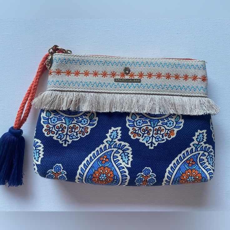 Never Been Used And In Perfect Condition! Beautiful Navy, Orange And Cream Spartina Embroidered Paisley Wristlet. Woven Cotton And Jute With Gorgeous Details. Interior Is Roomy And Has A Zipper Pocket. 9.5"W 6.5"H X 1.75"D Questions? Leave A Comment Below! Blue Bohemian Clutch For Daily Use, Bohemian Blue Clutch For Daily Use, Blue Bohemian Pouch Clutch, Blue Bohemian Clutch For Everyday Use, Blue Bohemian Rectangular Pouch, Blue Rectangular Clutch For Vacation, Blue Bohemian Pouch For Everyday Use, Blue Pouch Clutch For Beach, Embroidered Clutch