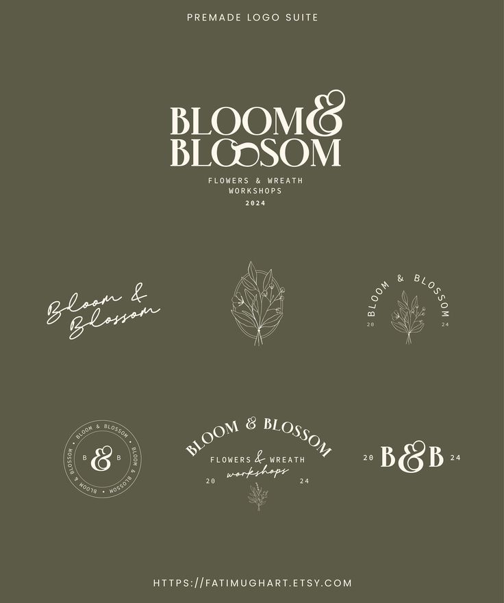 Modern Floral Logo Design for Small Business Elegant Branding Kit for Florists Premade Flower Logo Suite - Etsy UK - #logo #logodesign #elegantlogo Flower Brand Identity, Plant Logo Ideas, Flower Shop Logo, Logo Design Women, Florist Brand, Create A Business Logo, Floral Branding, Logo Suite, Business Elegant