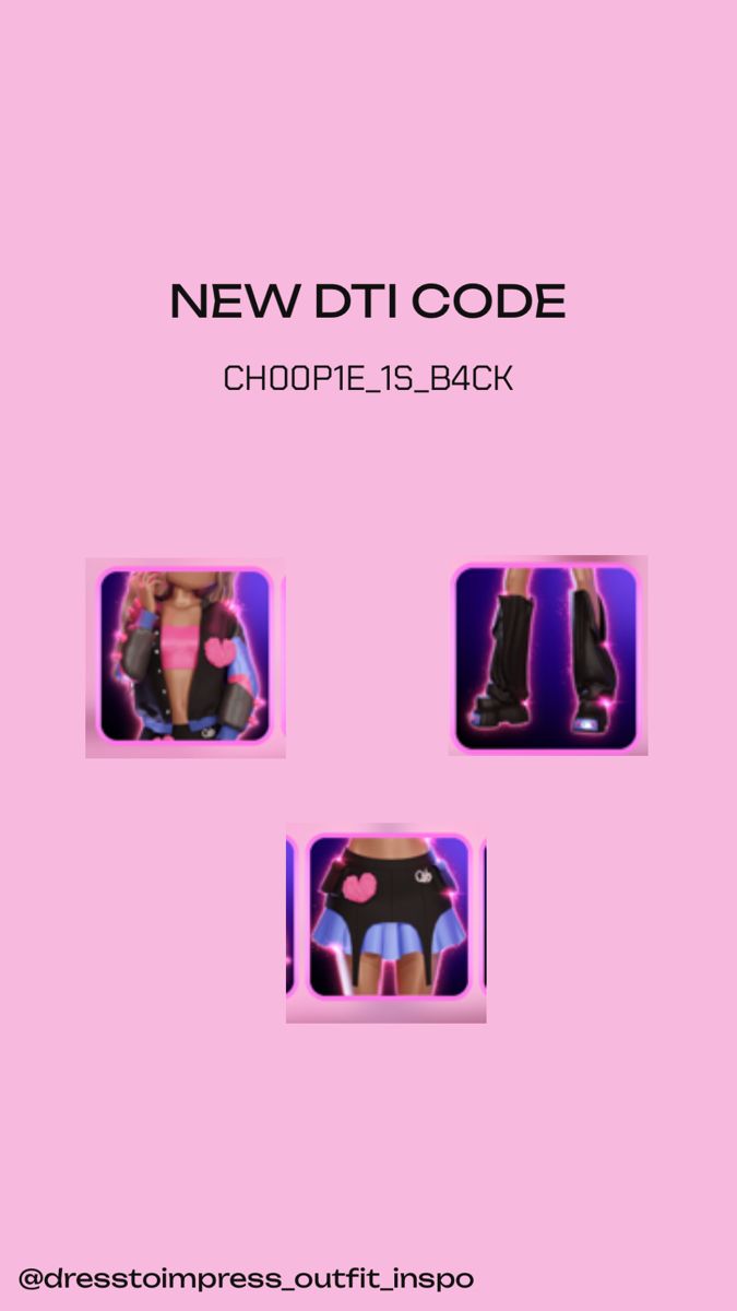 a pink background with three pictures of women's shoes and the words new dtt code