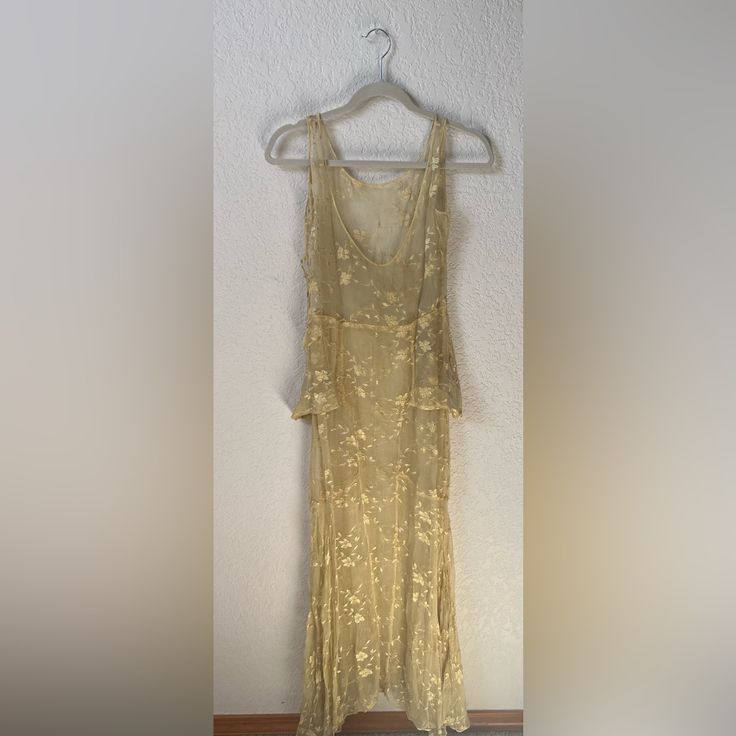 Elegant And Delicate Antique Piece! Sheer Silk Gown From The 1920s/1930s. This Piece Has Some Scattering Spots Of Damage/Holes Through The Silk, See Image Above. Dress Is Still Strong And Wearable But Sold As It Was Acquired:) 1920 Dress, Silk Gown, Silk Slip Dress, As It Was, The 1920s, Silk Slip, Sheer Dress, Dresses Xs, Colorful Dresses