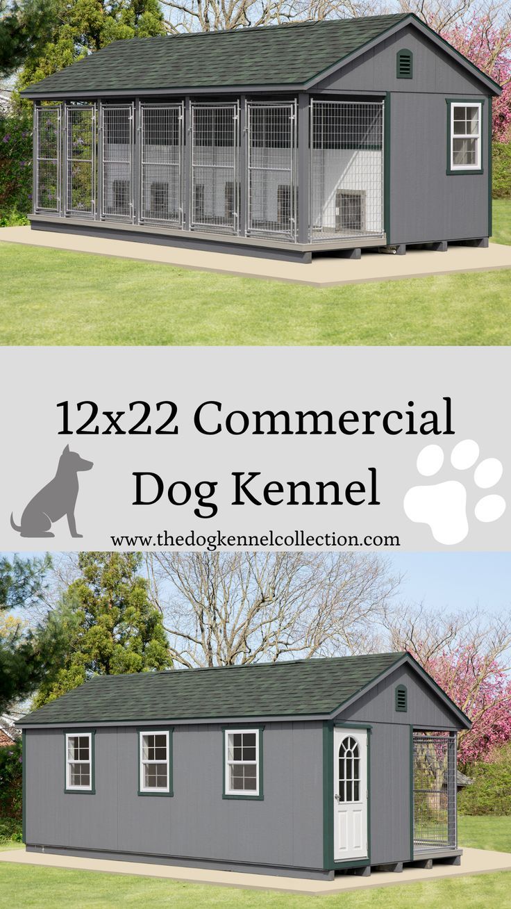 the two sided dog kennel is shown with text overlay that reads, 12x2 commercial dog kennel