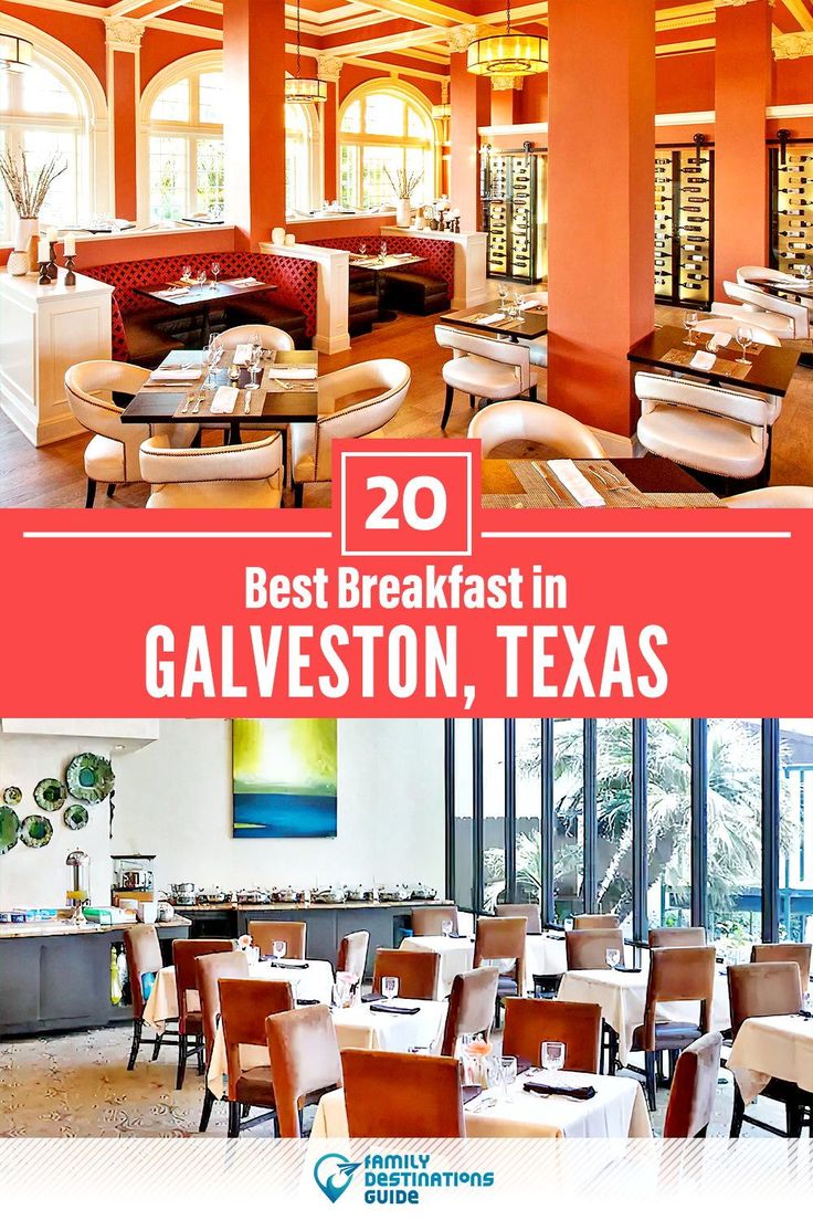 the best breakfast in galveston, texas is served at this restaurant with orange walls and