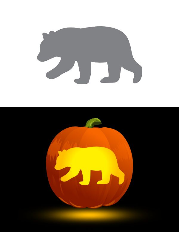 a bear carved into a pumpkin with the shape of a bear on it's side