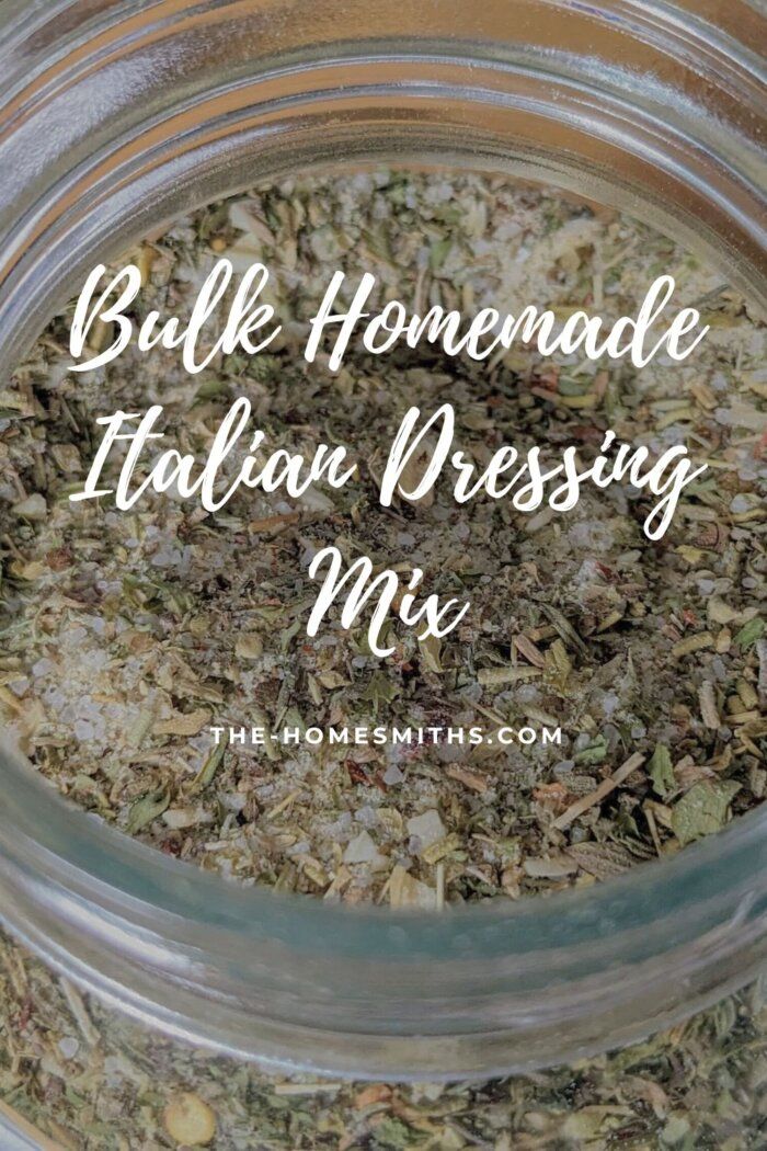 a jar filled with homemade italian dressing mix