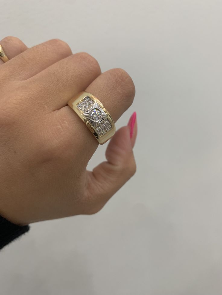 14k cz ring, in 14k gold, you can wear it daily, it will not change color, it will not stain your skin, you can even bath or swim with this piece wearing, size 10 but we can make it to the measurement you need, if you have any question send a message, item sold by piece, weigh undetermined. Vvs Clarity Diamond Promise Ring With Thick Band, Diamond Thick Band Promise Ring, Luxury 14k Gold Wide Band Diamond Ring, Luxury 14k Gold Diamond Ring With Wide Band, Diamond Wide Band Ring With Vs Clarity, Luxury Wide Band Diamond Ring In 14k Gold, Wide Band Diamond Ring With Vs Clarity, Brilliant Cut Diamond Ring With Thick Band For Promise, Brilliant Cut Diamond Promise Ring With Thick Band