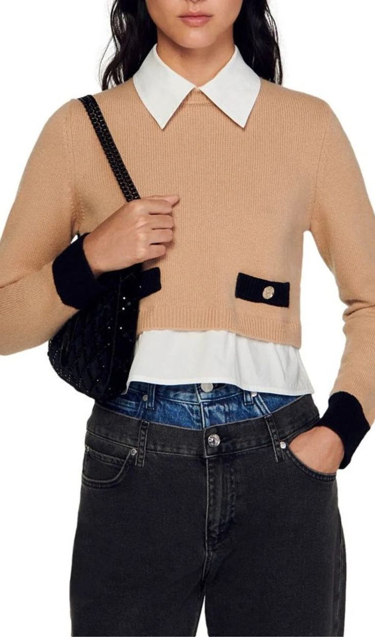 DALE COLLARED SWEATER Collared Sweater, Removable Collar, Sweaters Online, Collar Sweater, Dresses For Teens, Plus Dresses, Sweater Blouse, Cashmere Sweater, Shirt Collar