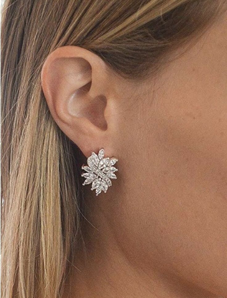 Marquis CZ Cluster Wedding Stud Earrings White Marquise Cubic Zirconia Bridal Earrings, White Cubic Zirconia Marquise Bridal Earrings, Formal Cluster Bridal Earrings With Cubic Zirconia, Cubic Zirconia Cluster Bridal Earrings For Formal Occasion, Cluster Earrings With Diamond Accents For Wedding, Wedding Cluster Earrings With Brilliant Cut, Marquise Brilliant Cut Cubic Zirconia Bridal Earrings, Formal Marquise Cut Cubic Zirconia Cluster Earrings, Wedding Brilliant Cut Cluster Earrings