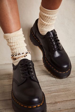 Doc Martens Outfit Street Style, Doc Oxfords, Oxford Shoes Outfit Women's, 8053 Quad, Ruffle Sock, Doc Martens Platform, Platform Oxford Shoes, Oxfords Outfit, Platform Oxfords