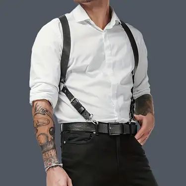 Temu Groomsmen Attire Suspenders, Casual Groomsmen Attire, Lgbt Wedding Attire, Black Leather Suspenders, Casual Groomsmen, Casual Wedding Attire, Sock Suspenders, Suspenders Men, Leather Suspenders