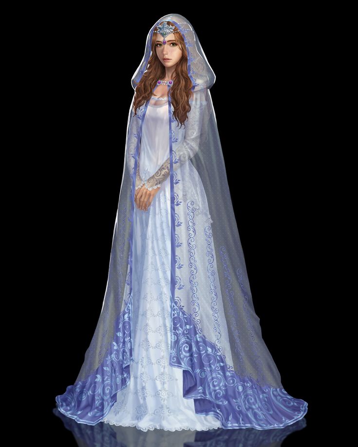 a woman in a blue wedding gown and veil is standing with her hands on her hips