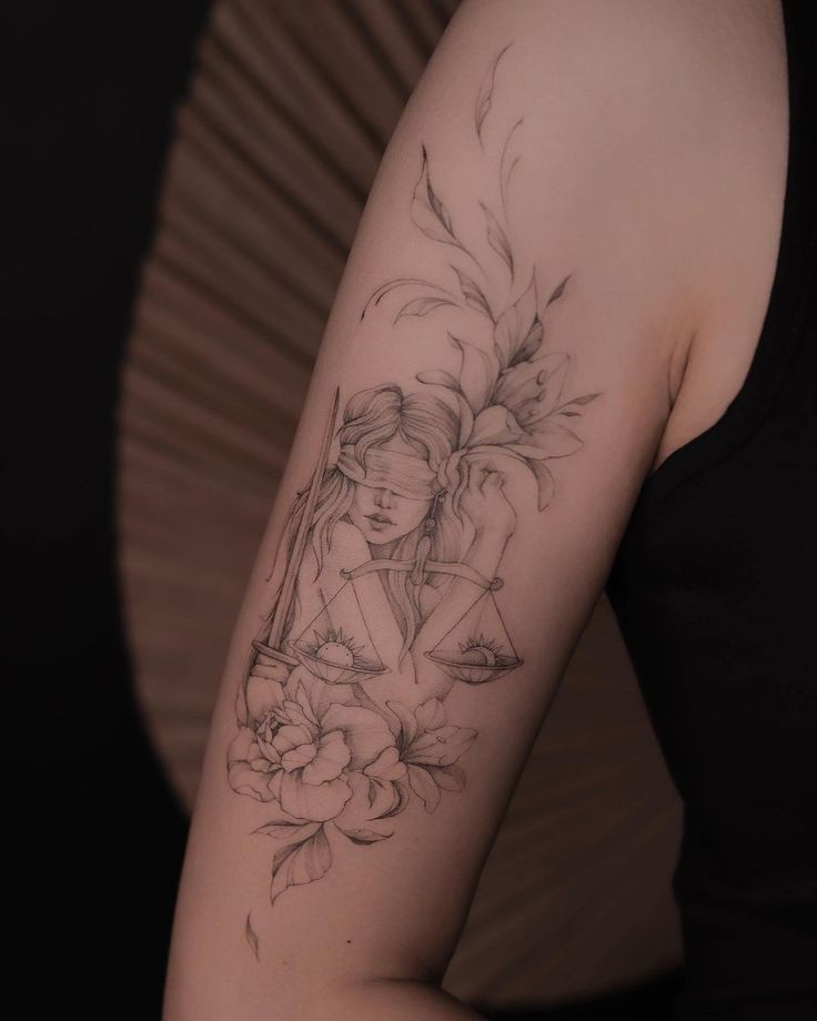 Themis is the Goddess of justice ⚖️ | Instagram Anastasia Tattoo, Greek Goddess Tattoo, Law Tattoo, Underarm Tattoo, Justice Tattoo, 42 Tattoo, Balance Tattoo, Goddess Of Justice, Tattoo Japanese