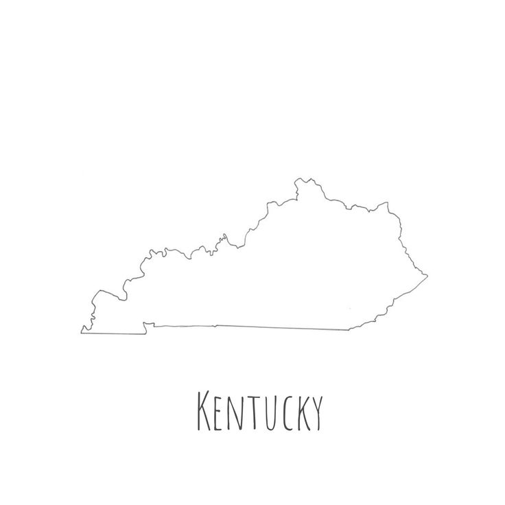 the outline of kentucky is shown in black and white, with the word kentucky below it