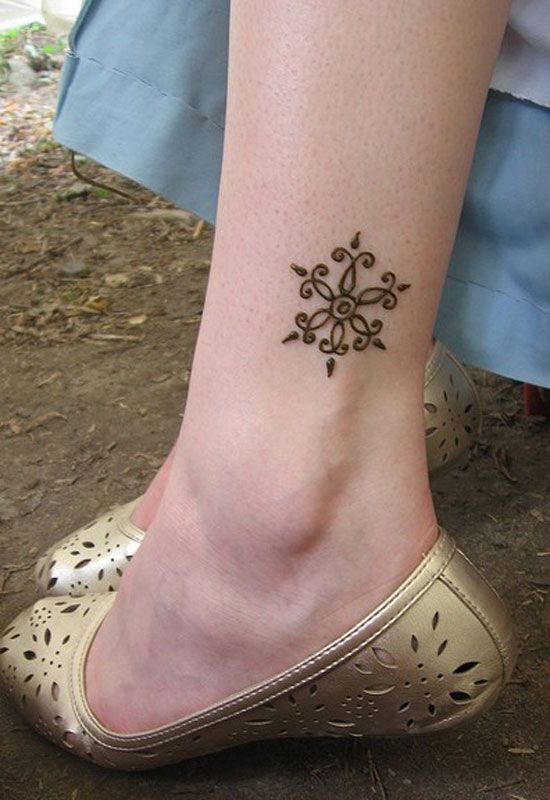 an image of a woman's foot with a small tattoo on the side of it