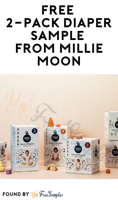 three packs of baby diapers with the text free 2 - pack diaper sample from mile moon