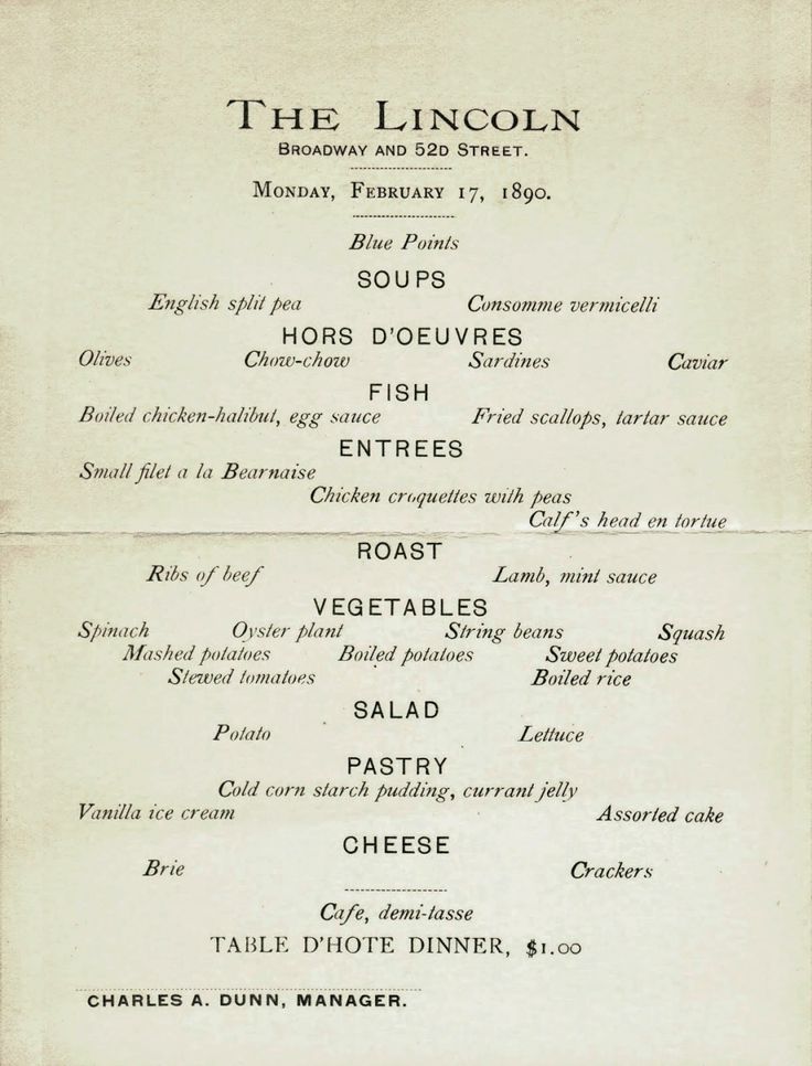 an old menu for the lincoln restaurant