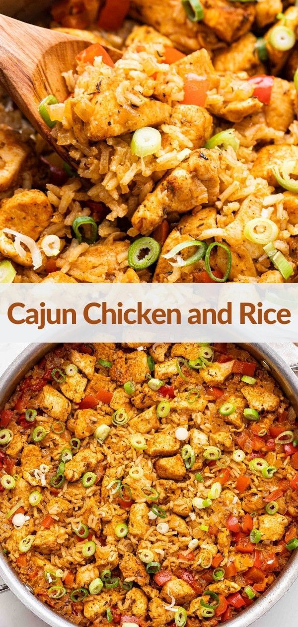 cajun chicken and rice casserole in a pan