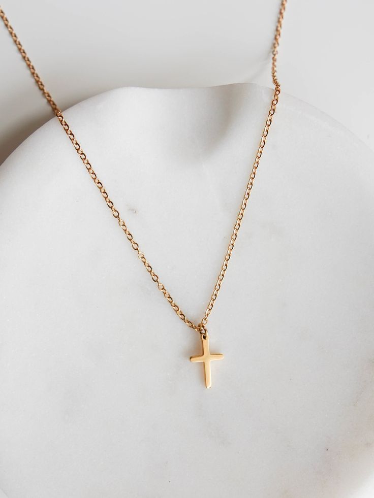 18kt yellow gold cross necklace 18 inch chain Simple Necklace Everyday Cross, Cheap Gold Cross Necklace For Gift, Cheap Everyday Cross Pendant Necklace, Cheap Cross Necklaces For Gifts, Cheap Cross Necklace For Gift, Cross Necklace Long Gold, Luxury Minimalist Cross Necklace, Cheap Gift Cross Chain Necklace, Cross Necklace Rosegold