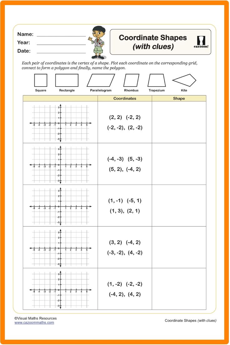 coordinate shapes worksheet with lines and numbers on the same page, which is also in