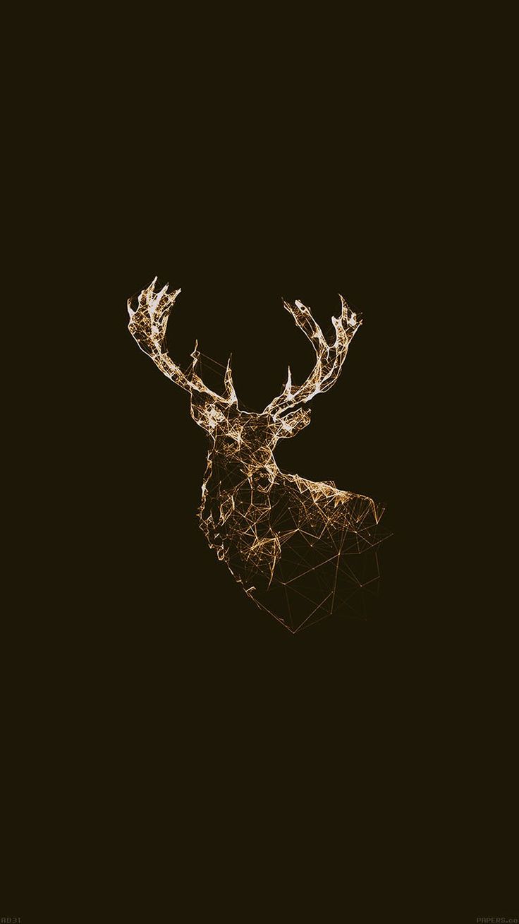 a deer's head made up of lines and polygonal shapes on a dark background