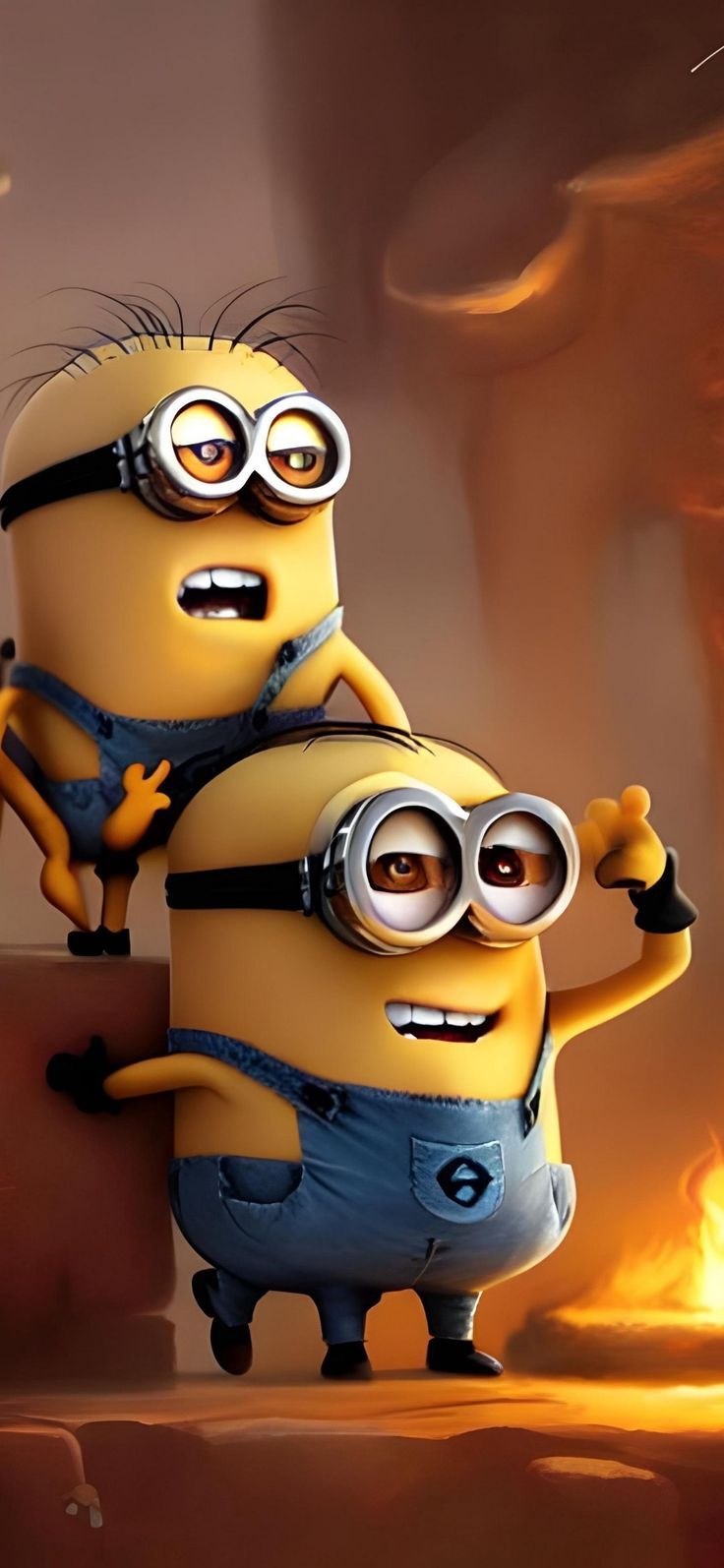 two minion characters standing next to each other