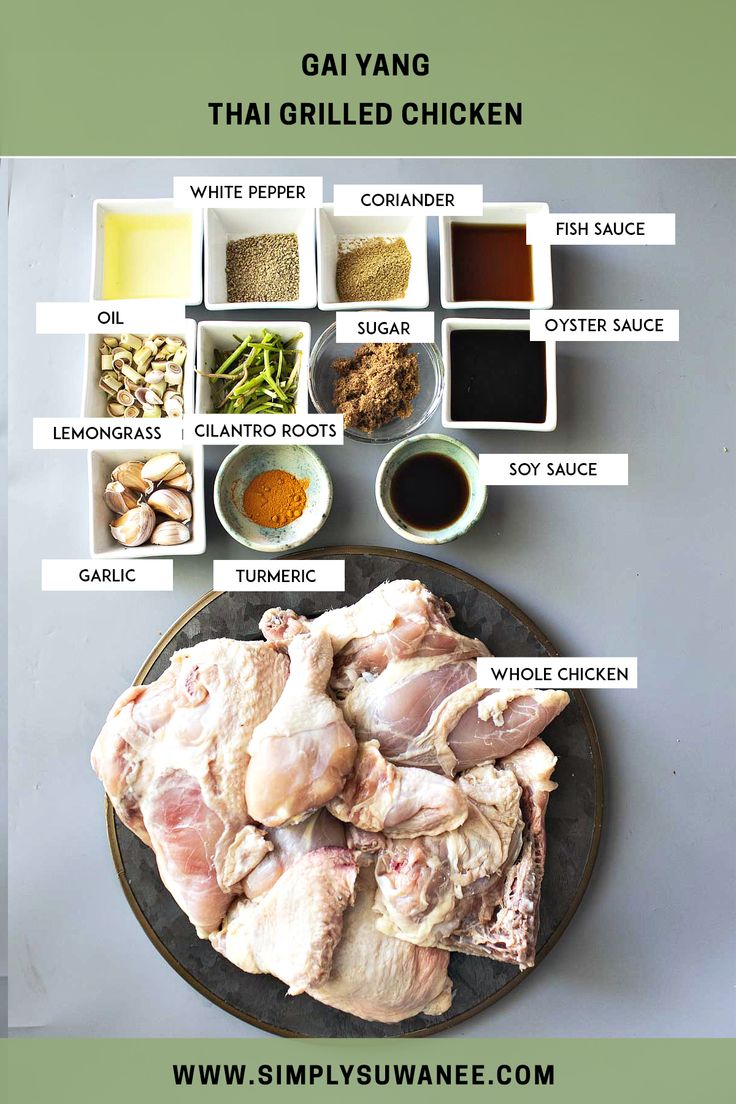 the ingredients for thai chicken on a plate