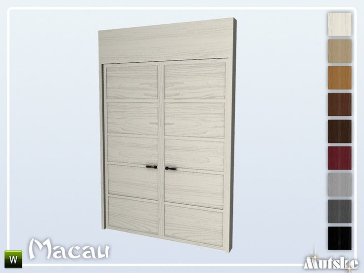 an image of a cabinet with doors and drawers in different colors on the front side