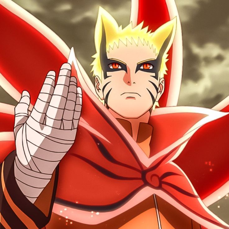 an anime character holding his hand up in front of the camera, with red eyes