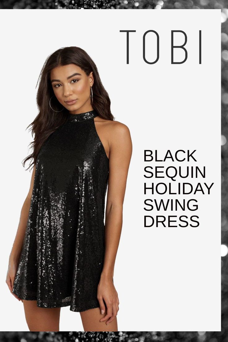 Shimmer the night away in this black sequin holiday swing dress. Can you imagine getting dress up cocktail party gowns and dresses for Christmas and New Year's Eve outfits on sale? Now's your chance to save. Why pay more when you can get sparkly winter festivity clothing and beautiful formal attire for ladies at affordable prices from TOBI. #shoptobi #holidaydress #swingdress Cocktail Party Outfits, Dresses For Christmas, Cocktail Party Gowns, Semi Formal Cocktail Dress, Black Dresses For Women, Black Gowns, Cocktail Party Outfit, Cocktail Dresses With Sleeves, Trendy Jumpsuit