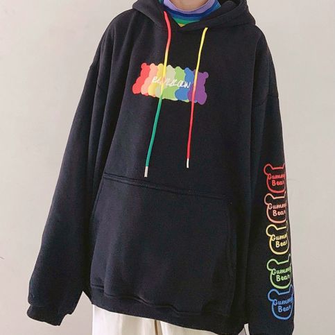 Colorful Gummy Bear Hoodie Sweatshirt sold by Littlepinko on Storenvy Harajuku Style Fleece Hoodie For Fall, Harajuku Fleece Hoodie For Fall, Fall Harajuku Fleece Hoodie, Harajuku Style Hoodie With Letter Print, Harajuku Style Letter Print Hoodie For Fall, Harajuku Long Sleeve Hoodie With Letter Print, Harajuku Style Letter Print Fall Hoodie, Harajuku Style Sweatshirt With Drawstring Hood For Fall, Casual Multicolor Fleece Sweatshirt