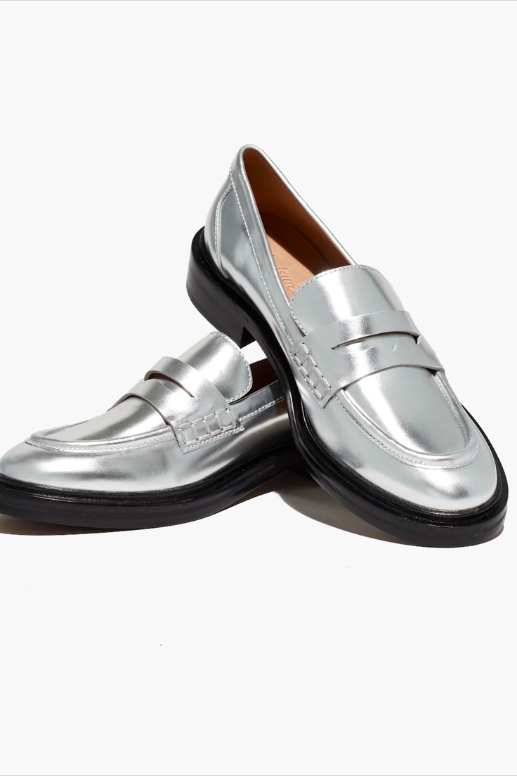 Classic Patent Leather Low Heel Loafers, Classic Low Heel Patent Leather Loafers, Classic Patent Leather Loafers With Low Heel, Silver Flat Heel Loafers For Work, Classic Formal Platform Loafers For Spring, Classic Spring Formal Platform Loafers, Classic Formal Spring Platform Loafers, Classic Spring Platform Loafers, Silver Classic Loafers For Spring