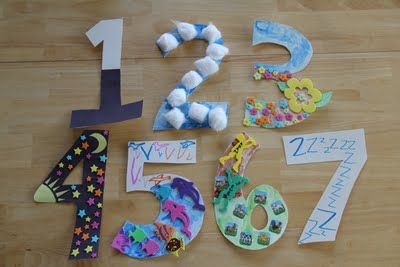 the numbers are laid out on the floor to be used as decorations for children's birthdays