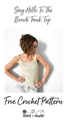 a woman standing in front of a white wall with the words free crochet pattern