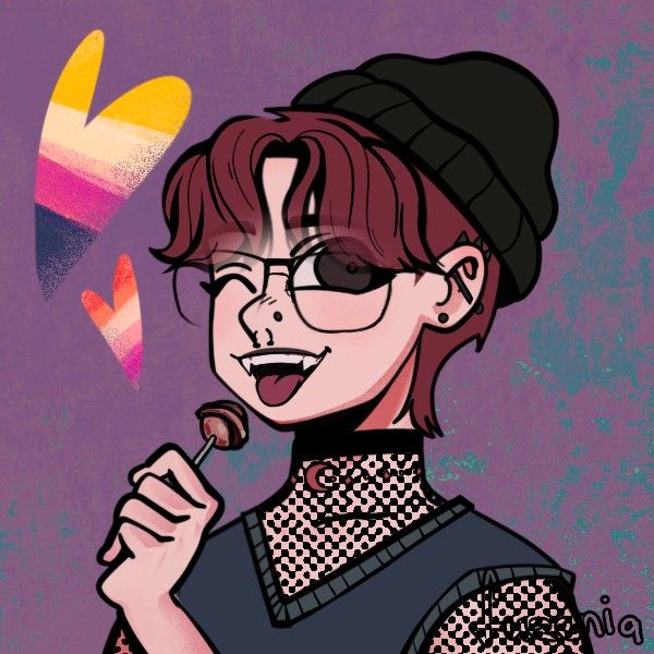 a drawing of a person with glasses and a hat holding a microphone in their hand