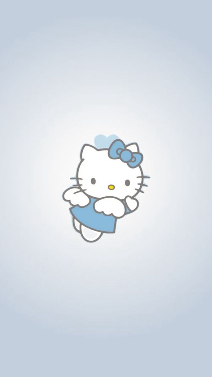 the hello kitty wallpaper is blue and white