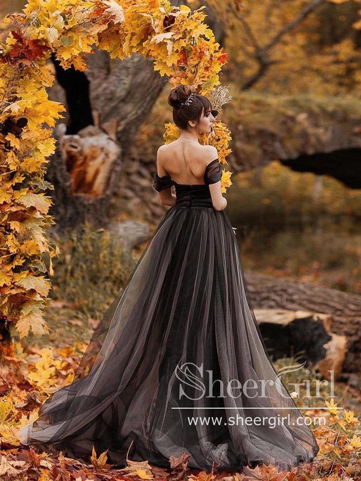 Off the Shoulder Non-traditional Black Wedding Dresses Simple Long Prom Dress AWD1354-SheerGirl Dresses Simple, Black Wedding Dresses, Black Wedding, Wedding Dresses Simple, Long Prom Dress, Prom Dress, Off The Shoulder, Arch, Black Dress