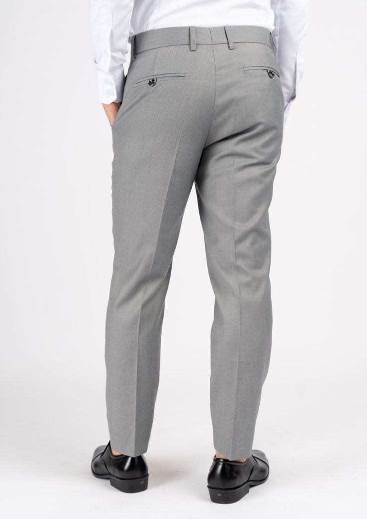 Look your best in custom made Light Grey Twill pants. Crafted from a light grey twill fabric, this professional classic is designed to flatter and enhance any look. A timeless wardrobe staple, it's sure to be a reliable go-to item. Fitted Gray Chinos With Tapered Leg, Gray Fitted Tapered Leg Chinos, Classic Gray Slim Fit Bottoms, Fitted Gray Chinos For Work, Fitted Straight Leg Gray Chinos, Gray Slim Fit Dress Pants With Tapered Leg, Gray Slim Fit Tapered Leg Dress Pants, Fitted Gray Business Pants, Classic Fitted Gray Pants