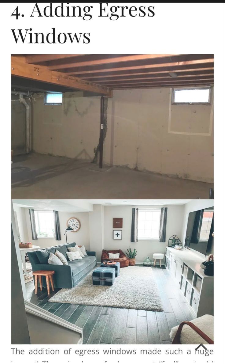 the before and after pictures of an unfinished living room with exposed ceilings, wood flooring and