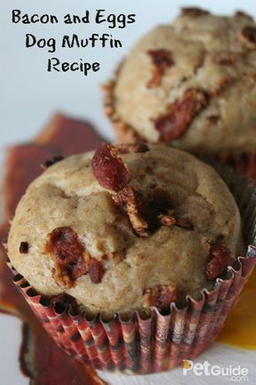 two bacon and eggs dog muffins are sitting on a plate next to each other