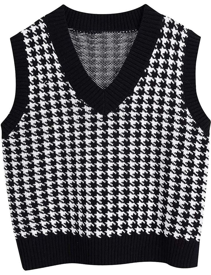 PRICES MAY VARY. 100% Acrylic, soft and stretchy, warmth while also making you look stylish. V neck, sleeveless, stretchy ribbed neckline, cuffs and hem, not easy to deform. Loose fit, preppy style, houndstooth pattern, casual knit sweater vest. Suitable for casual, work, party, school, home,vacation, spring and fall wearing. Machine Washable/ hand washable, hand washable recommended. The brand "Locachy" is designed with simplicity, relaxing and comfortable, focus on providing more quality appar Houndstooth Sweater, Sleeveless Sweater Vest, Knitted Vest, Sleeveless Pullover, Casual Vest, Houndstooth Pattern, Oversized Pullover, Vest Fashion, Plaid Fashion