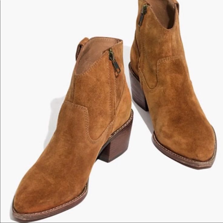 Madewell Western Suede Haillie Boots Wore Only One Time, No Stain Or Damage Western Fall Boots With Heel Tab, Madewell Shoes, One Time, Boots Booties, Madewell, Bootie Boots, Clogs, Ankle Boots, Shoes Heels