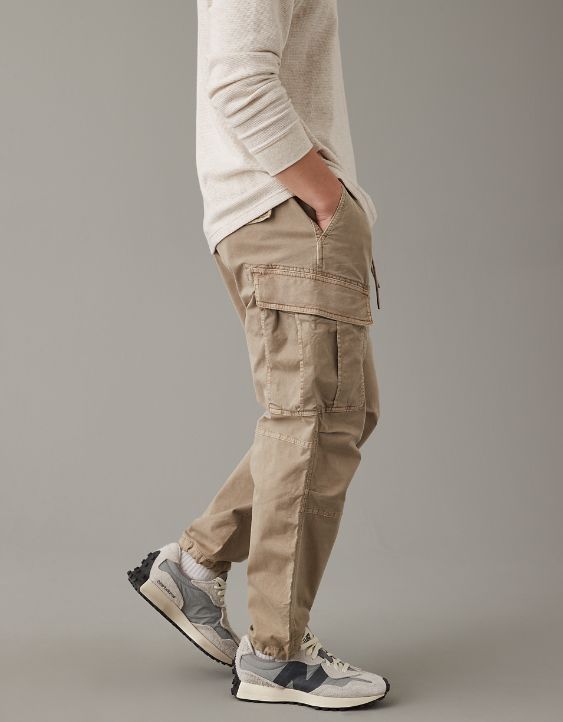 AE Relaxed Cargo Pant Khaki Cargo Jeans With Elastic Waistband, Utility Khaki Cargo Pants With Elastic Waistband, Utility Cargo Pants With Elastic Waistband In Khaki, Casual Cargo Pants For Outdoor, Relaxed Fit Beige Sweatpants With Pockets, Casual Cargo Pants With Pockets For Outdoor, Beige Relaxed Fit Sweatpants With Pockets, Adjustable Waist Cotton Pants With Pockets, Khaki Utility Cargo Jeans With Elastic Waistband