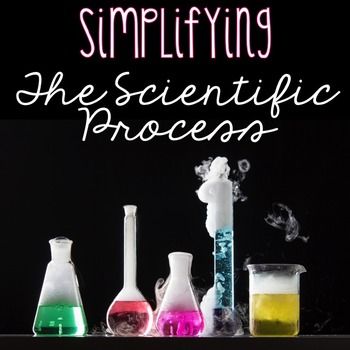 the science process is full of colorful liquids and flasks with text overlay