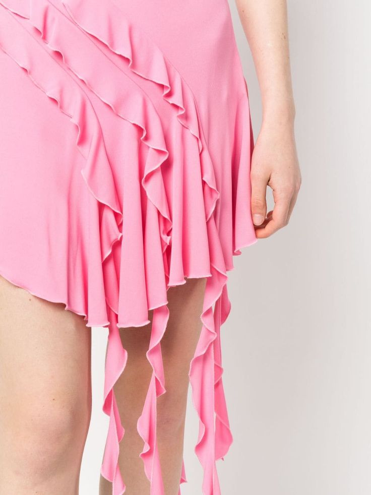 Latin Dress, Ruffled Skirt, Ruffle Skirt, Bubblegum Pink, Asymmetric Hem, Side Zip, Designer Dresses, Fashion Branding, Top Brands