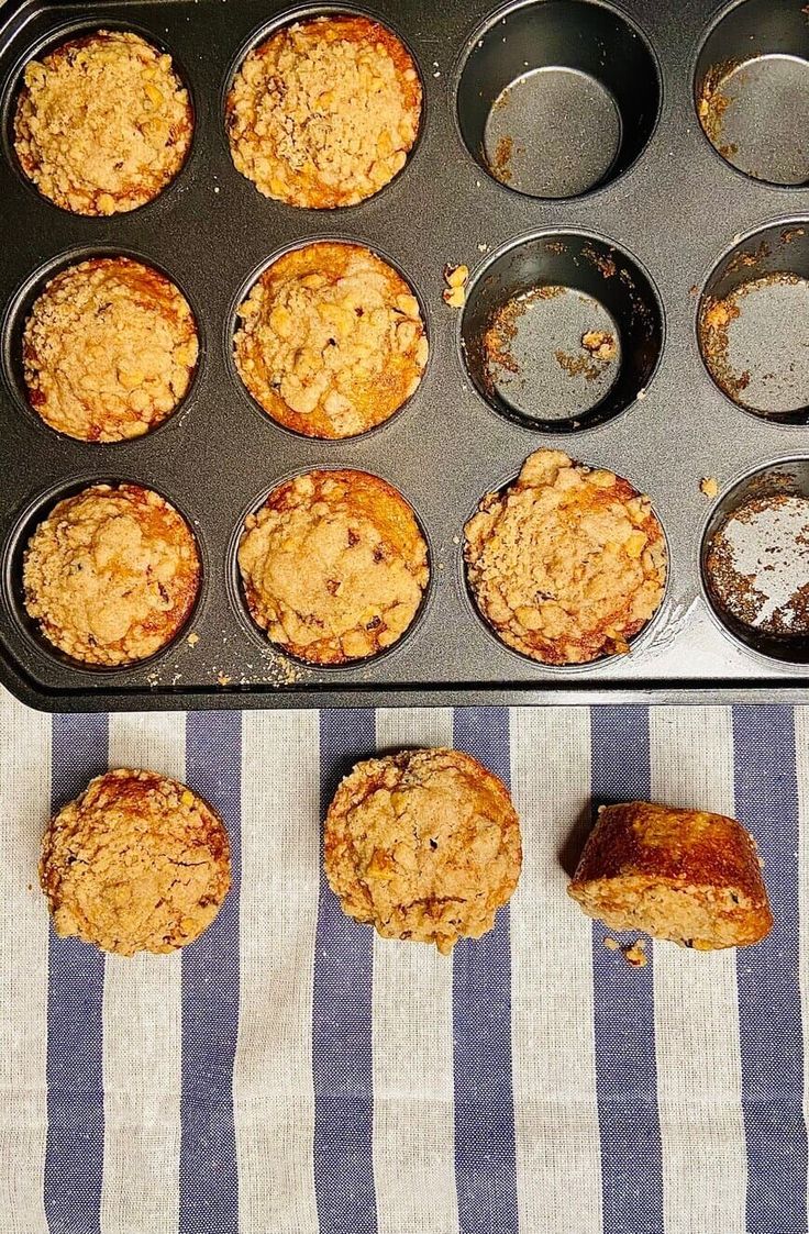 muffins are being cooked in the pan and ready to be eaten