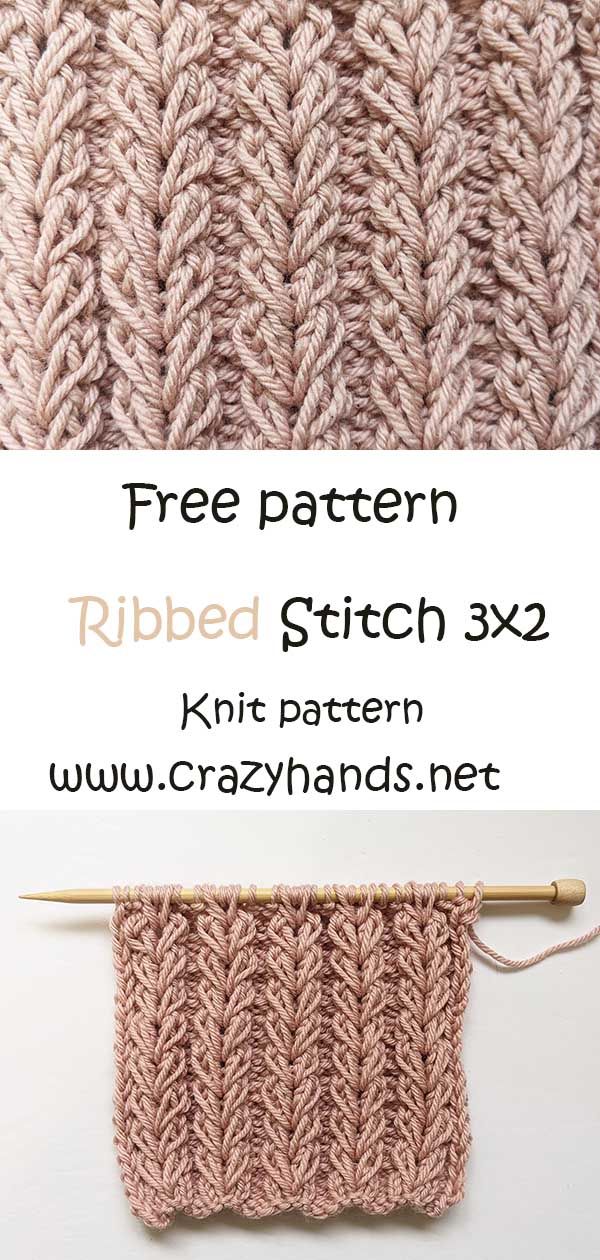 the free knitting pattern ribbed stitch 3x2